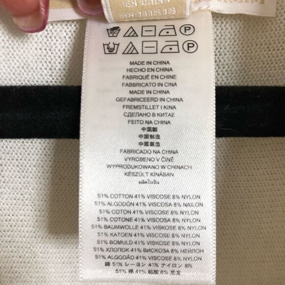 MICHAEL Michael Kors Cream Fringed Cowl Neck Poncho Sweater Size Medium - Picture 12 of 12